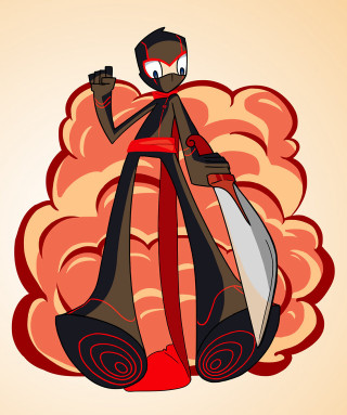 Cartoon character giant knife smoke - dress free wallpaper for mobile