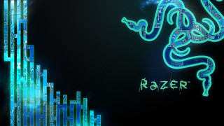 Blue neon snake black background - a blue glow free wallpaper