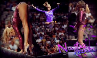 Woman purple leotard beam trick - a trick free wallpaper for desktop