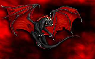 Black dragon red wings gothic - a black dragon free wallpaper