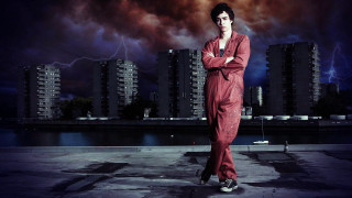Man red jumpsuit city skyline - fletcher martin free wallpaper