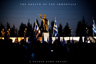 Statue man sword crowd flags - a statue of a man holding free wallpaper