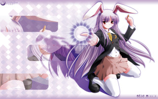 Long hair girl bunny ears - a white object free wallpaper