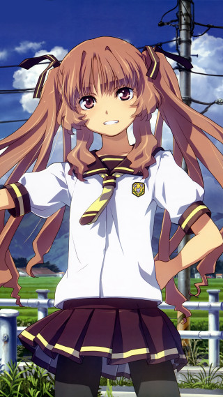 Girl uniform fence hands hips - a fence free wallpaper for mobile