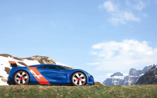 Blue sports car grassy hill 2 - a grassy hill free wallpaper