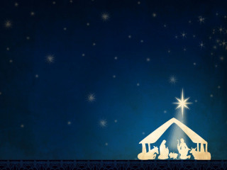 Nativity scene star manger blue - free christmas wallpaper