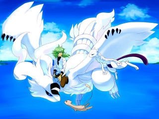 Cartoon character flying water bird - over a body of water free wallpaper for desktop