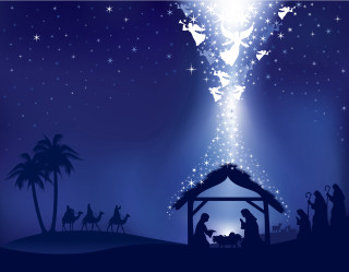 Nativity scene star manger night - radiant free wallpaper