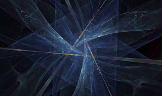 Blue flower black background yellow - fractal free wallpaper