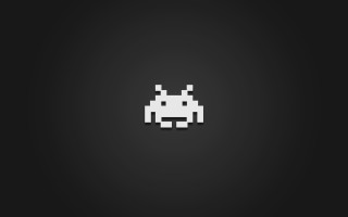 Black white space invader dark 2 - the right side of the image free wallpaper