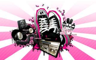 Sneakers boombox pink white background - felipe seade free wallpaper