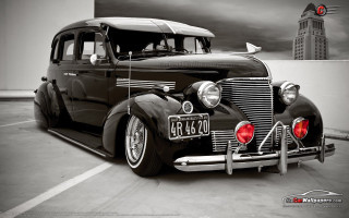 Classic car black white parking - classic free wallpaper