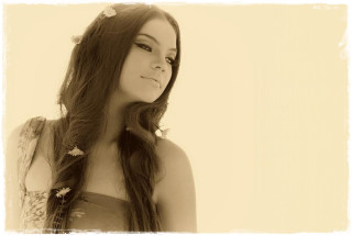 Woman long hair flower white - long hair and a flower free wallpaper