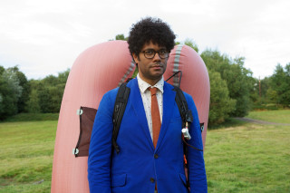 Afrofuturism man blue suit pink - a blue suit free wallpaper
