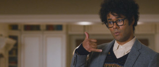 Man suit pointing door afrofuturism - a finger free wallpaper