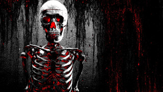 Skeleton red eyes dark room - a skeleton free wallpaper for desktop