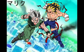 Cartoon fight people air buildings - the background and a sky background free wallpaper for desktop