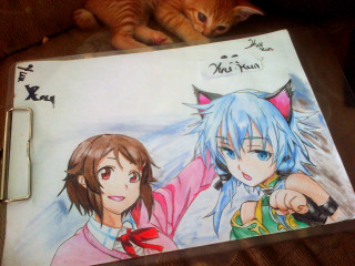 Cat couch anime illustration animal - a sheet of paper free wallpaper