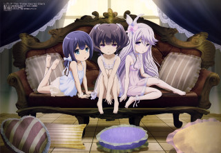 Anime girls couch room window - a couch in a room free wallpaper