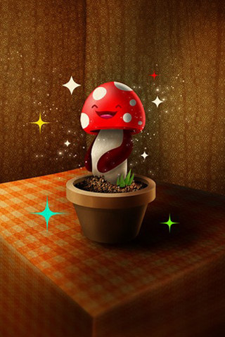 Mushroom potted plant table stars - funk art free wallpaper