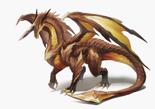 Cute dragon big wings back - a white surface free wallpaper