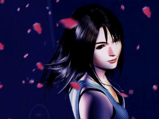 Woman blue dress purple leaves - final fantasy free wallpaper