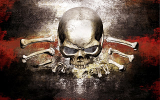 Skull crossbones grungy background red 2 - eric peterson free wallpaper
