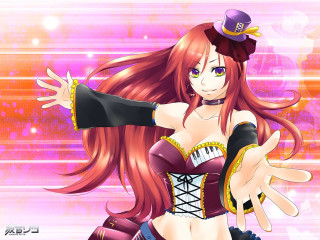 Woman red hair top hat - official art free wallpaper for desktop