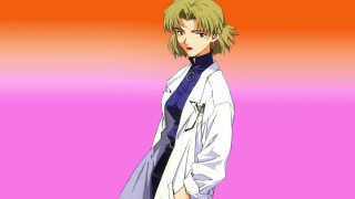 Woman white coat blue dress - vaporwave free wallpaper