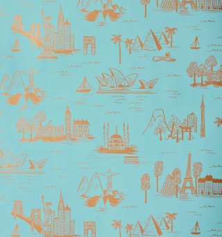 Blue orange wallpaper buildings trees - free ship wallpaper for tablet