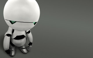 White robot gray floor green - a white robot free wallpaper