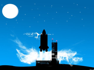 Space shuttle flying moon blue - a space shuttle free wallpaper for desktop