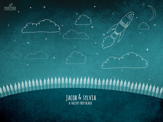 Rocket flying sky clouds stars - in the foreground free wallpaper for desktop