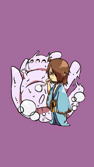 Cartoon character purple background image - amano free wallpaper for mobile