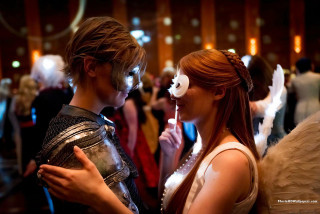 Couple people angel wings mask - a mask free wallpaper