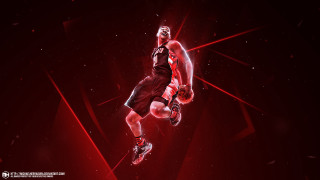 Basketball player air red background - a ball free wallpaper for desktop