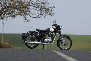 Motorcycle parked road tree field - fantastic realism free wallpaper