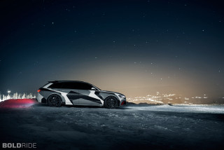 Car parked snow night sky - a car free wallpaper