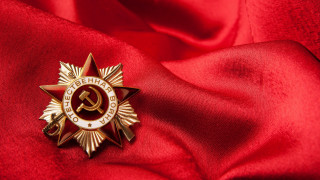 Red star ribbon hammer sickle - a red cloth free wallpaper