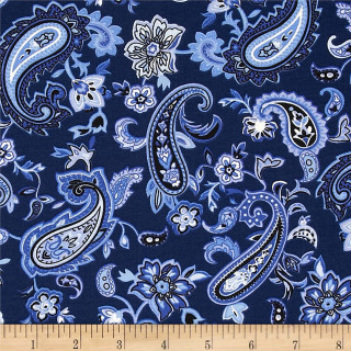 Blue paisley print fabric ruler - free retro wallpaper for tablet