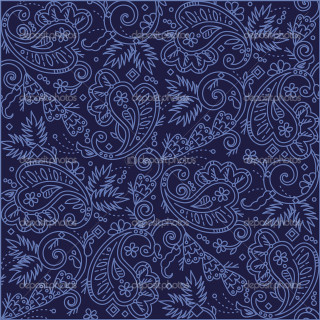 Blue bandanna paisley silkscreen feathers - a blue border free wallpaper for tablet