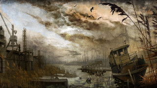 Boat harbor birds flying cloudy - ben templesmith free wallpaper