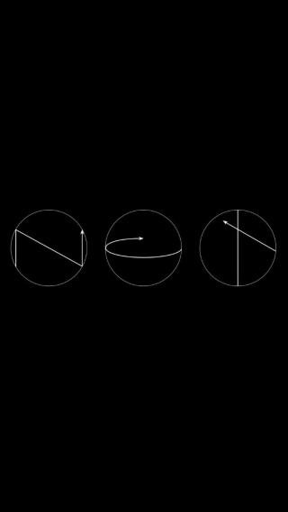 Black background three circles line - free minimalism wallpaper for mobile