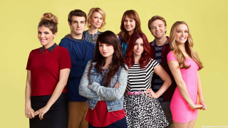 Group people yellow background standing 3 - a poster free wallpaper