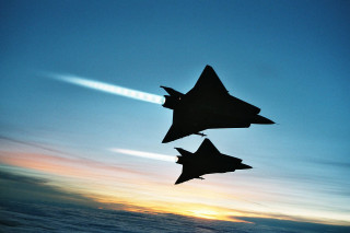 Fighter jets sunset jet trails - two fighter jet free wallpaper
