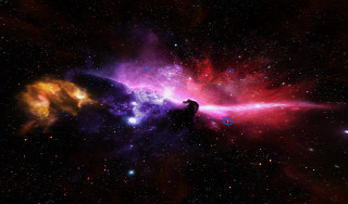 Colorful space scene black cat - a black cat free wallpaper