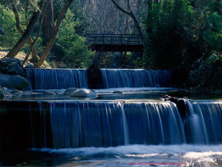 Waterfall bridge river rocks water - rock and water free wallpaper