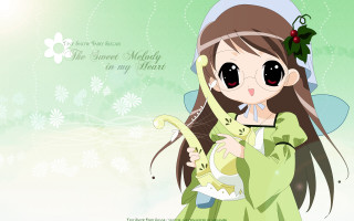 Girl holding cat green snowflakes - sweet free wallpaper