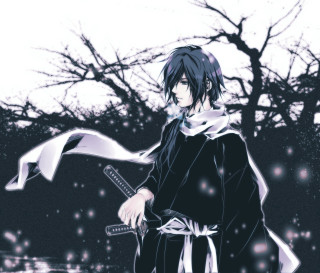 Man sword snowy night japanese - a sword in a snowy landscape free wallpaper