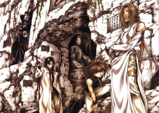Cave group white dress ruins - a white robe free wallpaper